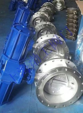 AT气动气缸法兰蝶阀 D641F-16P 不锈钢四氟304板管道阀