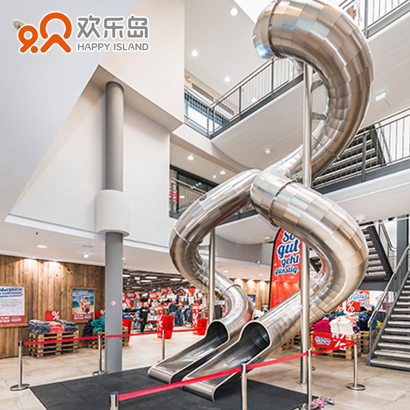 商城304不锈钢滑梯定做室内外大型螺旋滑梯规划透明滑梯设计