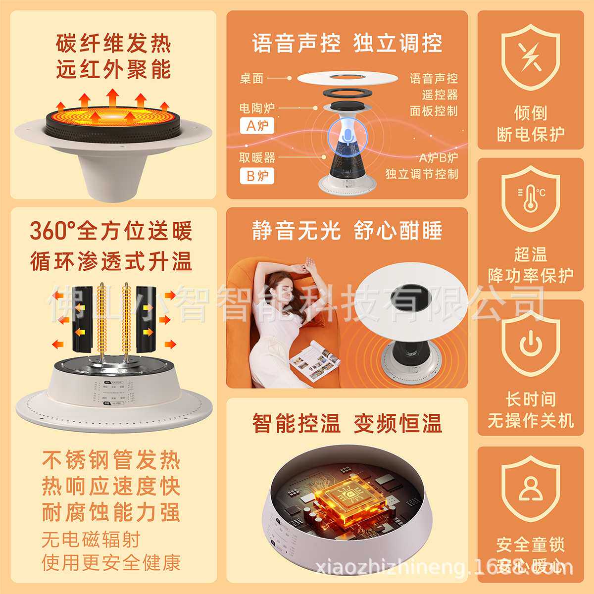 阿波炉圆形取暖桌家用客厅电暖桌烤火炉电暖炉桌子电热家用采暖炉