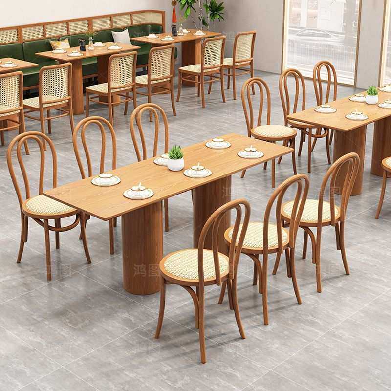 西餐厅卡座沙发编藤茶楼连锁店家具饭店商用餐饮实木桌椅组合