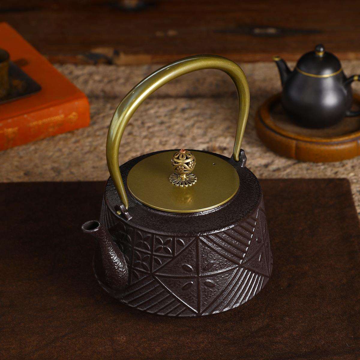 新中式茶壶摆件铸铁壶中国风家用烧水软装修样板间售楼处复古茶具