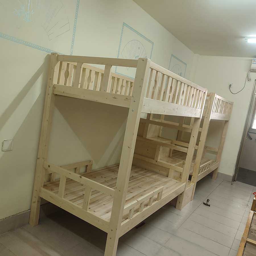 学生上下床进口松木双层床 学校工程实木床 加粗加固学生架子床铺