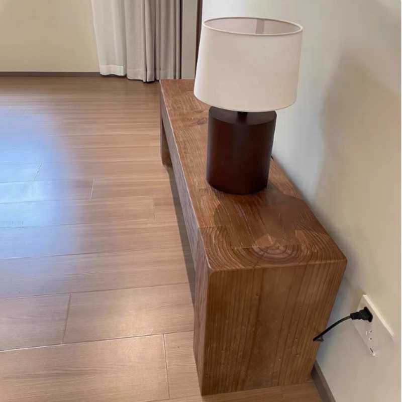 原木玄关桌复古条案入户靠墙壁炉柜沙发背几供桌酒店民宿展示长桌