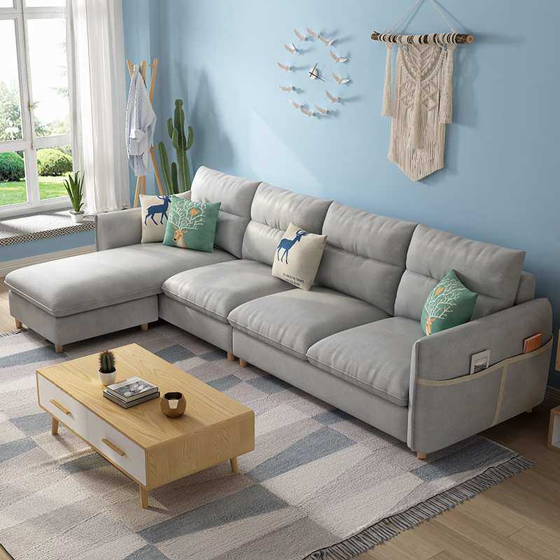 布艺沙发客厅北欧现代简约小户型三人位沙发布料租房乳胶沙发sofa