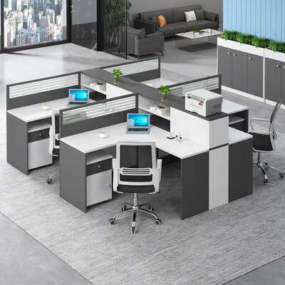 屏风职员办公桌简约现代4/6双人员工位桌椅组合办公室隔断工作位