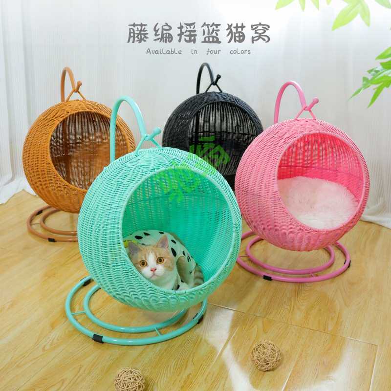 yut猫窝藤编夏天凉爽可水洗猫摇篮四季通用透气网红宠物窝猫咪吊