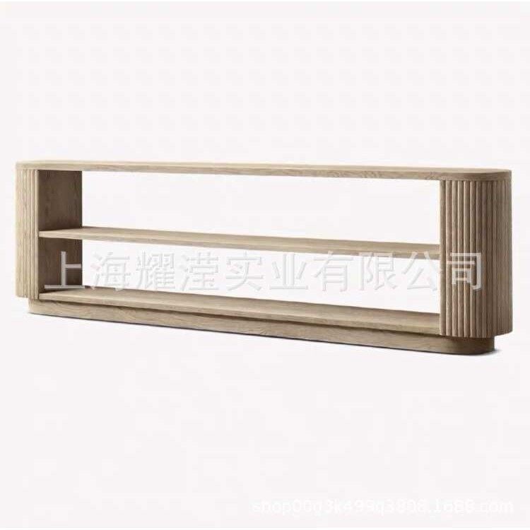 美式RH家具实木橡木边几现代简约轻奢沙发背几法式乡村复古玄关桌