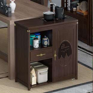 移动小茶台茶桌边柜侧柜茶车实木家用泡茶吧几烧水壶一体煮茶水柜