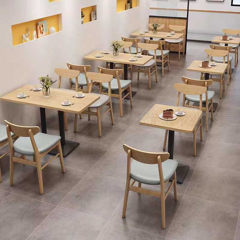 麻辣烫快餐汉堡寿司店水饺面馆食堂小吃奶茶店实木快餐餐桌椅套装