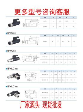 气动迷你开关阀BVCS气管快速快插接头BVLC6-01手阀气动球阀门BVUS
