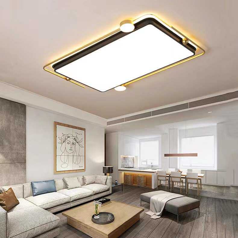 LED吸顶灯长方形客厅灯金色现代简约主卧室房间灯组合套餐灯具