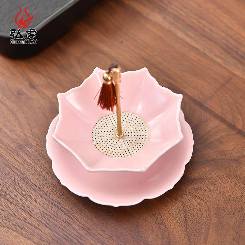 粉汝茶漏茶滤创意陶瓷手工茶水分离大滤茶网滤茶器家用茶摆件