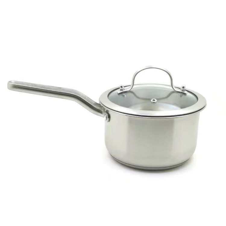 304不锈钢加厚可视烹饪单柄复底小汤锅奶锅宿舍上班家用通用