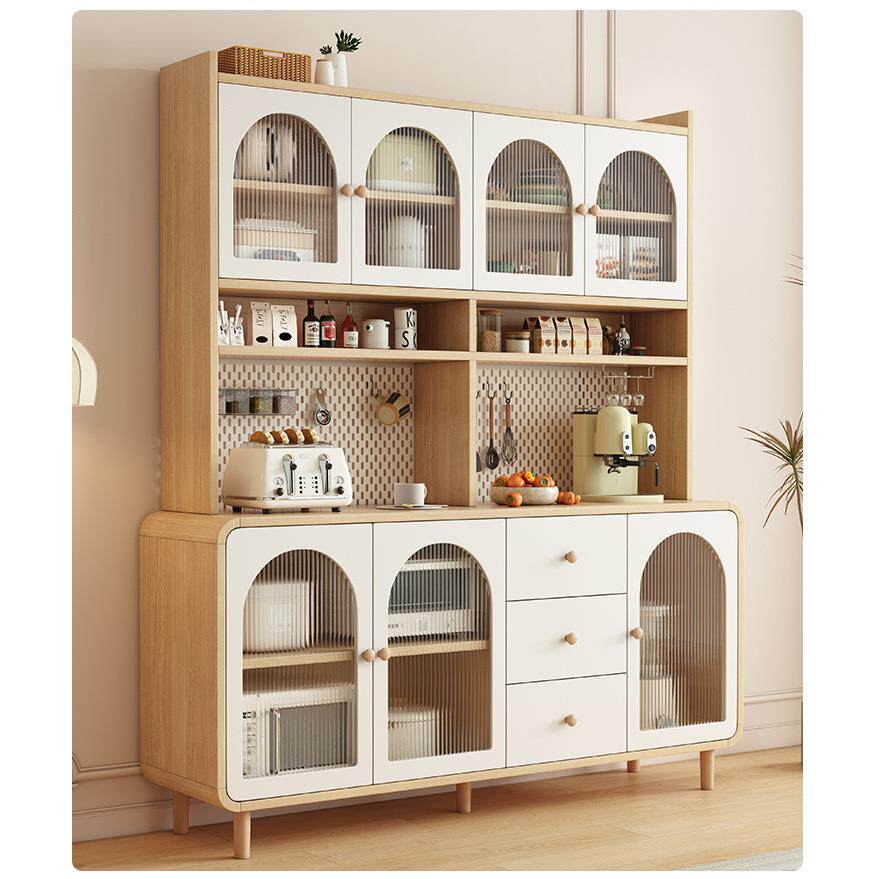 奶油风高餐边柜靠墙一体家用厨房客厅酒柜现代简约轻奢储物置物架