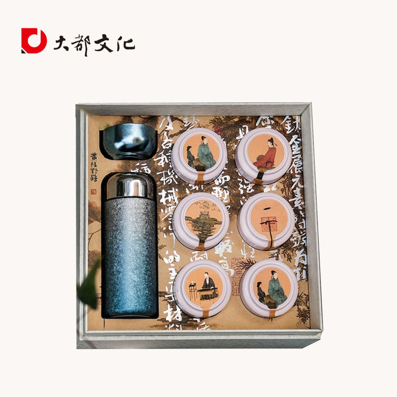 纯钛元素随手口袋钛杯保温杯小罐茶单罐红茶装饰画框一物两用礼盒