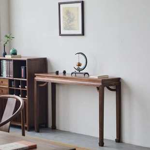 新中式玄关桌轻奢入户条案靠墙实木中堂胡桃木端景台供桌案几窄桌