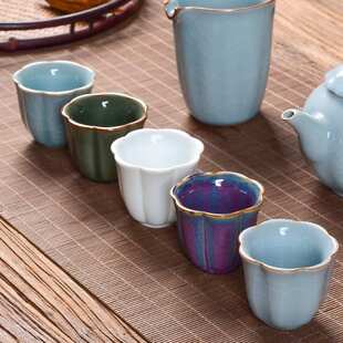仿宋五大名窑茶杯套装汝窑茶具哥窑主人杯家用官窑杯子送礼装茶器
