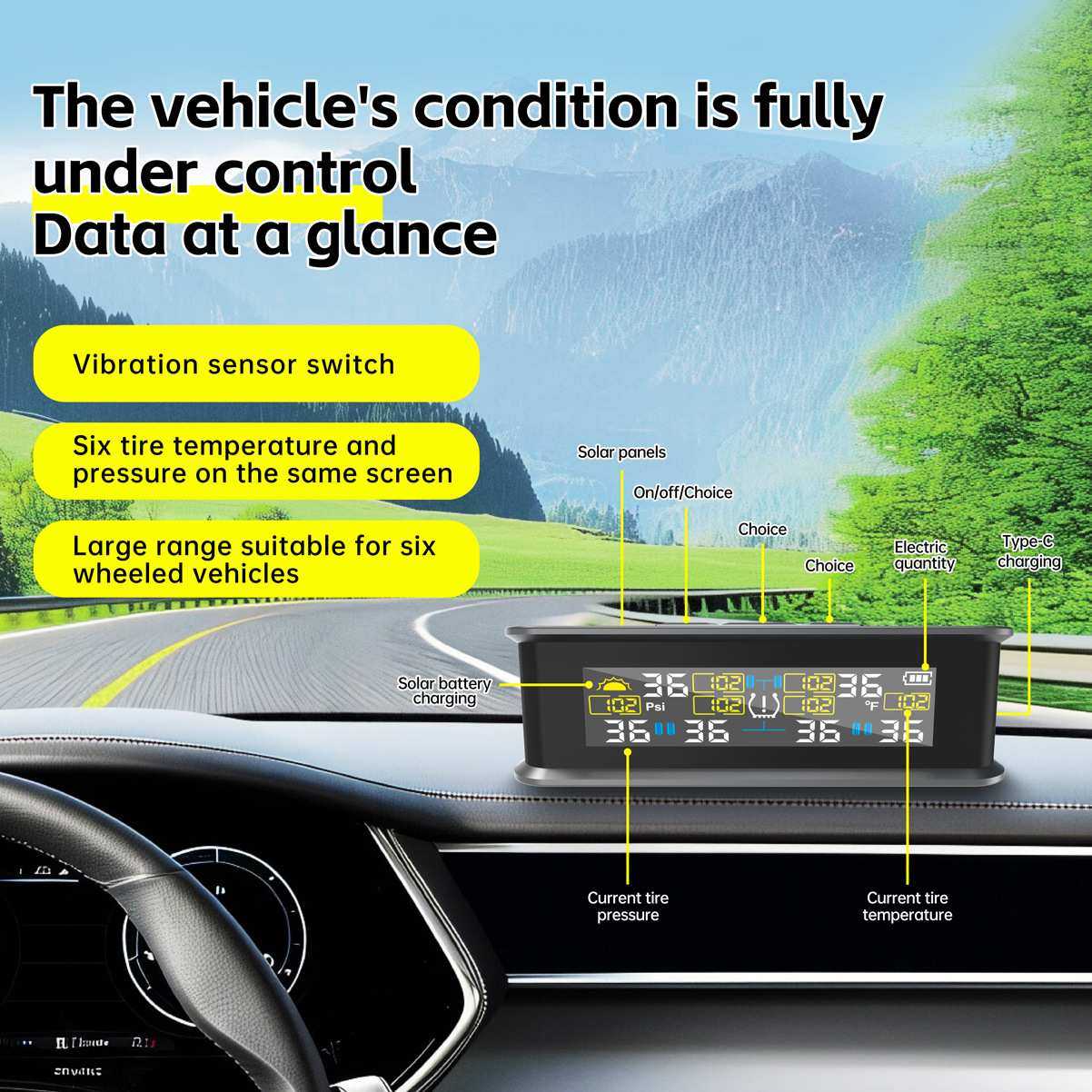 T15-6轮太阳能胎压监测升级大气压9.9Bar144psi房车六轮胎压,3C数码配件,USB灯,淘宝优惠券,粉丝福利购,淘宝优惠卷