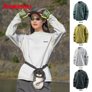 男女宽松休闲防晒上衣 T恤春季 Kawasaki川崎正品 户外速干吸湿长袖