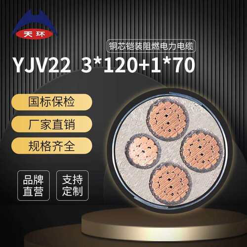 【厂家】天环 ZC-YJV22 3*120+1*70铠装电力电缆