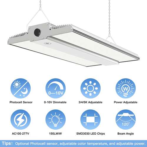 UL DLC认证可调瓦数色温LED线性工矿灯150W200W240W300W400W吊灯