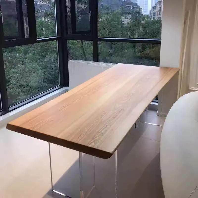 亚克力悬浮实木餐桌白蜡木大板桌阳台茶桌家用简约书桌工作台办公