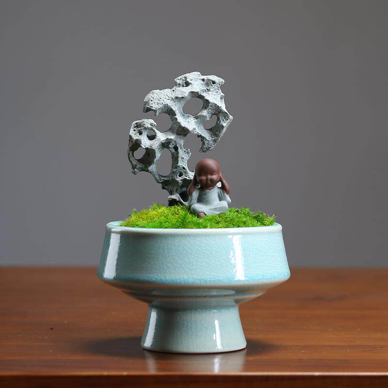 陶瓷微景观创意盆景摆件家用客厅茶室仿真苔鲜绿植盆栽桌面装饰品
