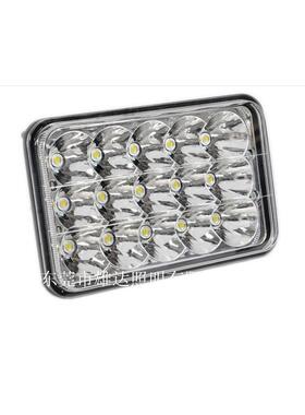 7X6 英寸 单个 45W 15LED 大灯+日行灯+远近光 带H4插头 黑色底