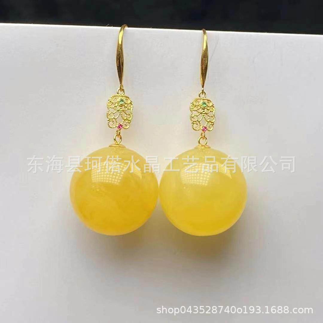 工厂直销高品质黄蜜蜡耳坠摆件用于装饰