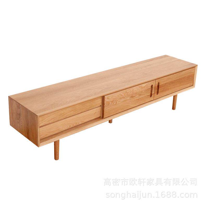 北欧白橡木实木电视柜原木厂家供USB灯