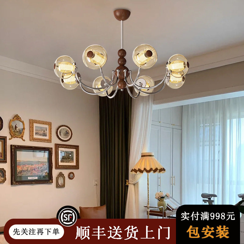 新款中古风创意客厅吊灯现代法式餐厅灯卧室书房枝型灯具中山灯饰