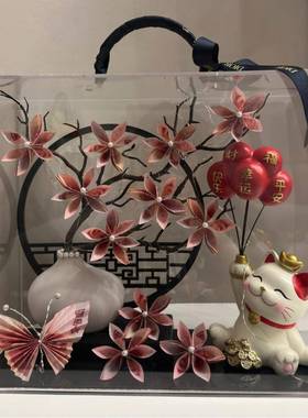 汽球招财猫屏风发财树有钱花DIY全套材料包乔迁开业创意手提礼盒