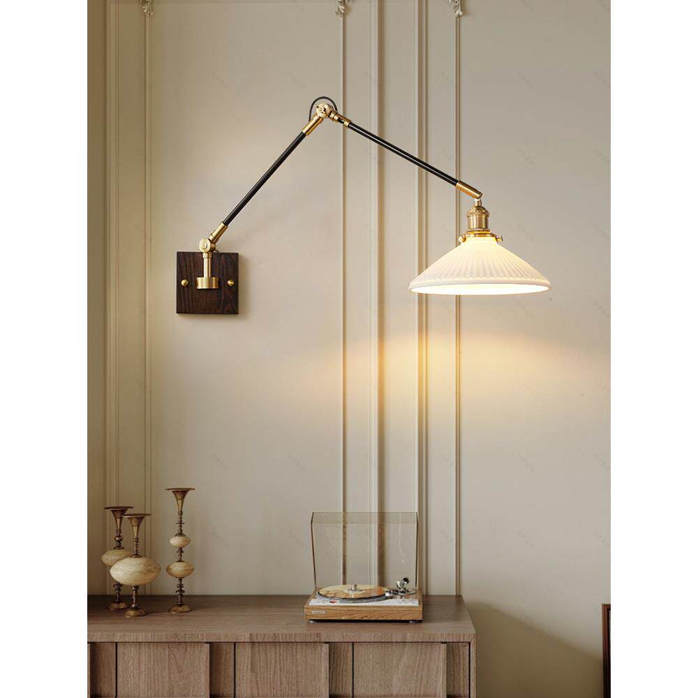 宜溪时代中世纪Wabi-Sabi风格黄铜覆古玻璃卧室床边可调节餐厅客