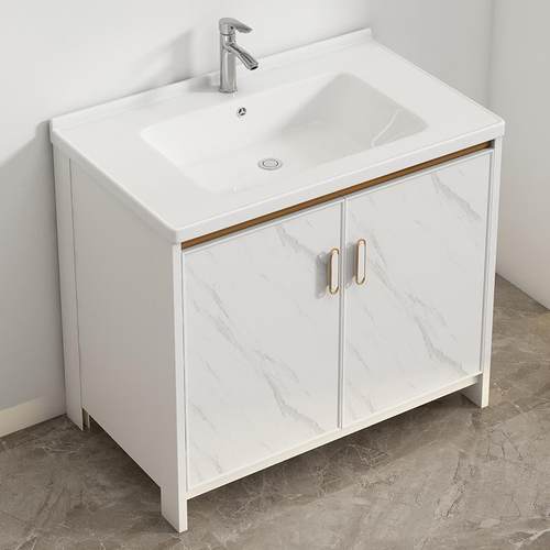 太空铝落地式浴室柜盆组合卫生间洗脸盆小户型简约一体陶瓷洗手盆