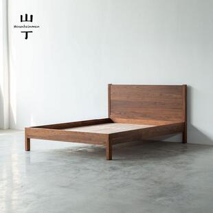 山丁 平直床 原创复古纯实木床主卧简约北欧黑胡桃樱桃白蜡FAS级