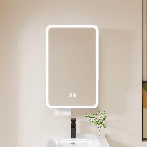 智能浴室镜柜一键除雾挂墙式储物盒收纳镜子防水带纸巾孔灯光全封