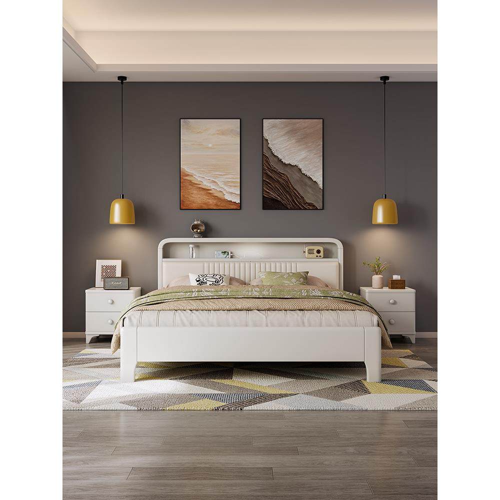 实木床政府补贴1米8主卧双人床经济型储物大床现代简约1米5单人床