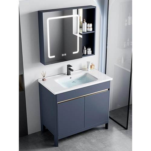 新款太空铝落地式浴室柜组合卫生间洗手盆陶瓷一体洗脸盆池洗漱台