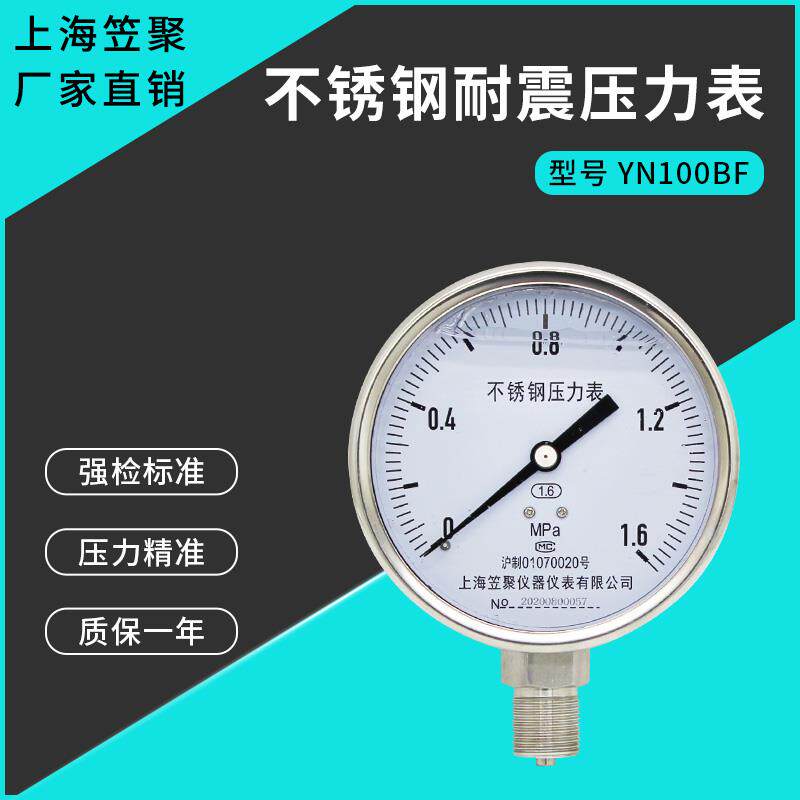 YN100BF不锈钢耐震压力表1.6mpa 充油防震抗震液压蒸汽表