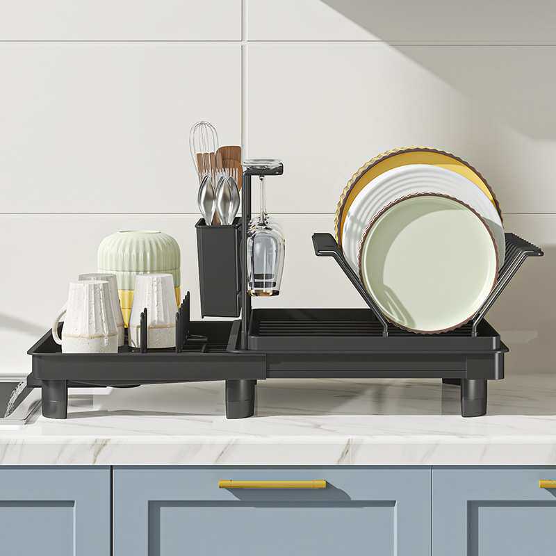 厨房置物架可伸缩台面单层碗碟锅盖沥水篮收纳架子神器杯子酒杯架