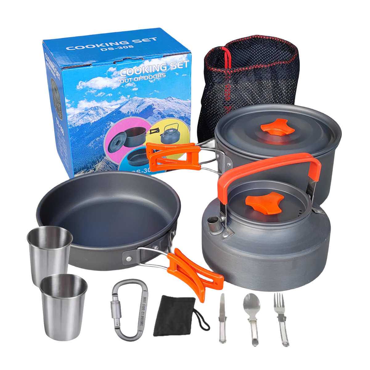 茶壶组合套锅 野营组合套装锅餐具便携户外炊具锅具硬质软化铝