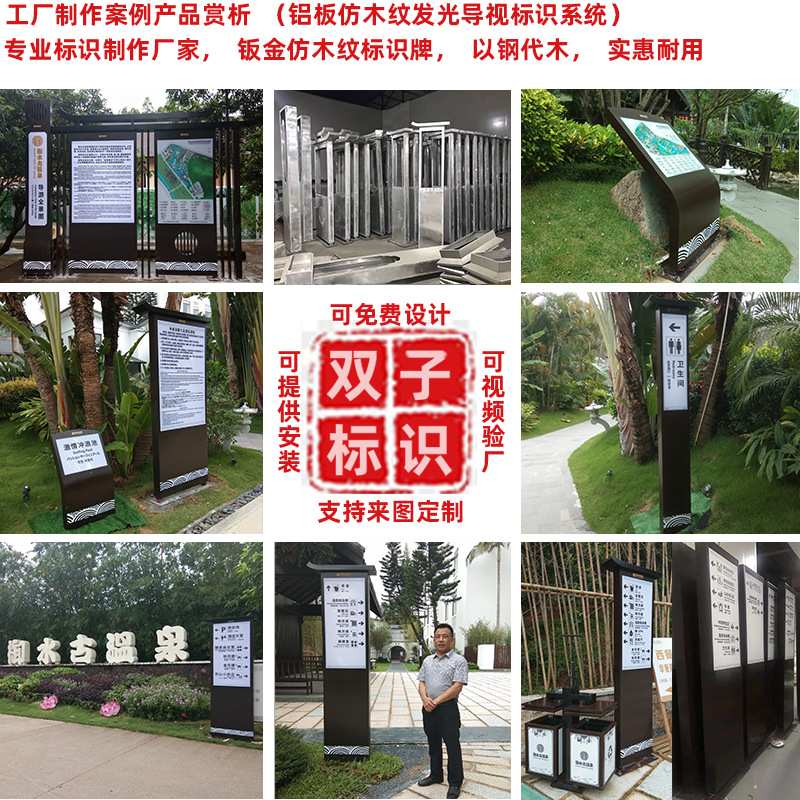 景区仿木纹导览牌厂家发光总平面图索引牌户外导视标牌亚克力灯箱