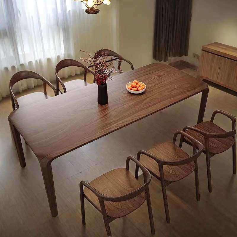 北美进口实木黑胡桃木色餐桌椅长方形吃饭桌子家用书桌茶桌榫卯