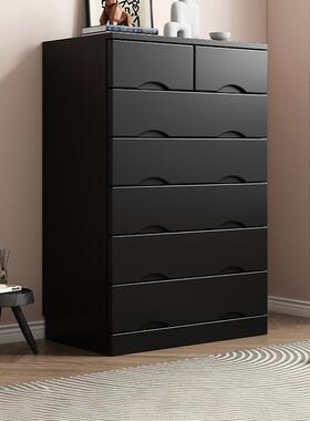 my黑色实木斗柜家用卧室床尾柜储物柜现代简约客厅收纳柜立柜五斗