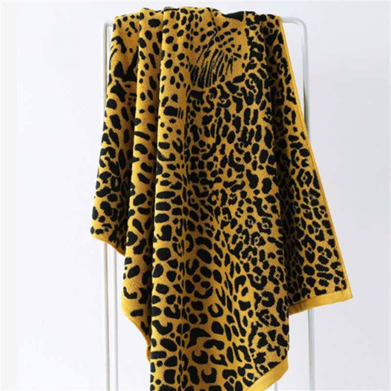A类标准金号纯棉大浴巾吸水豹纹图案03KA0182A一件代发140*73