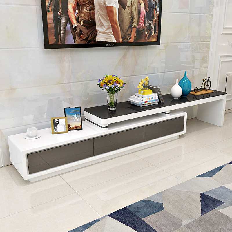 茶几电视柜简约现代小户型客厅伸缩钢化玻璃烤漆茶桌地柜套装组合