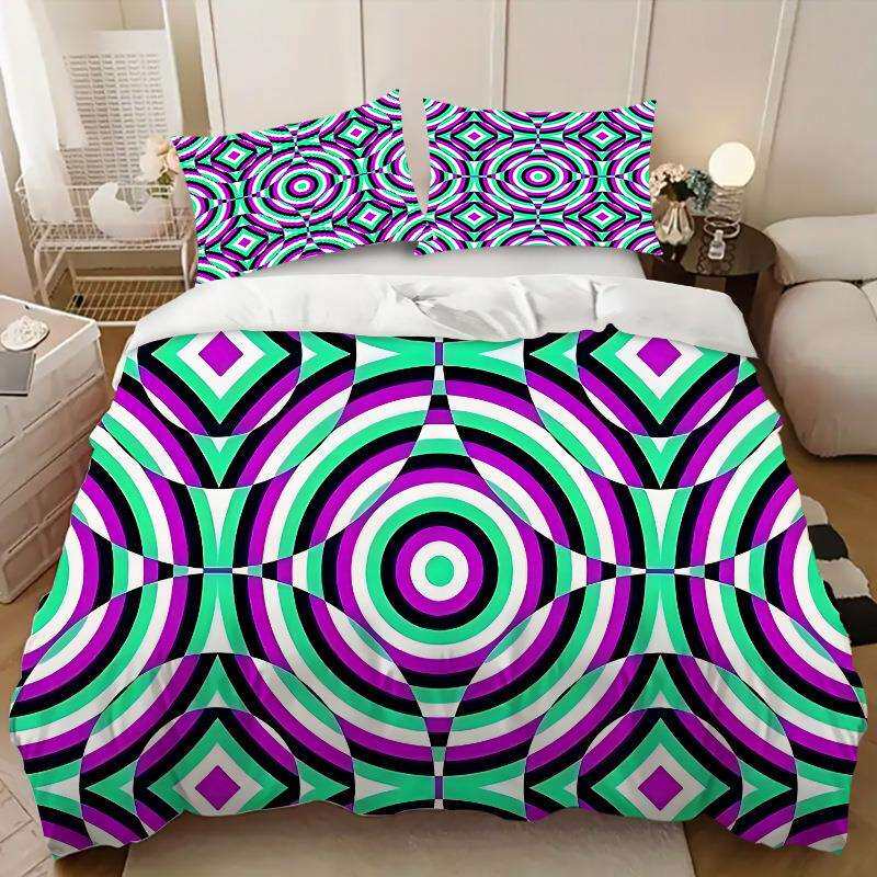 跨境亚马逊3D数码印花三件套 床上被套用品磨毛床品来图套件