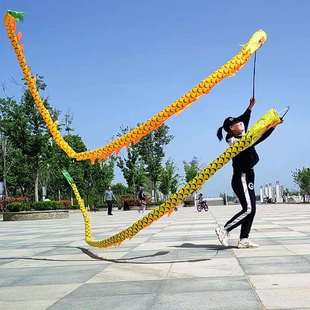 健身甩龙甩彩带舞龙手甩龙中老年广场健身伸缩杆甩彩龙杆空竹龙