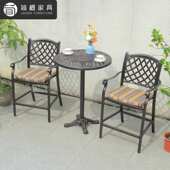 北欧户外防水防晒铸铝桌椅三件套别墅庭院桌椅休闲餐厅高脚桌椅