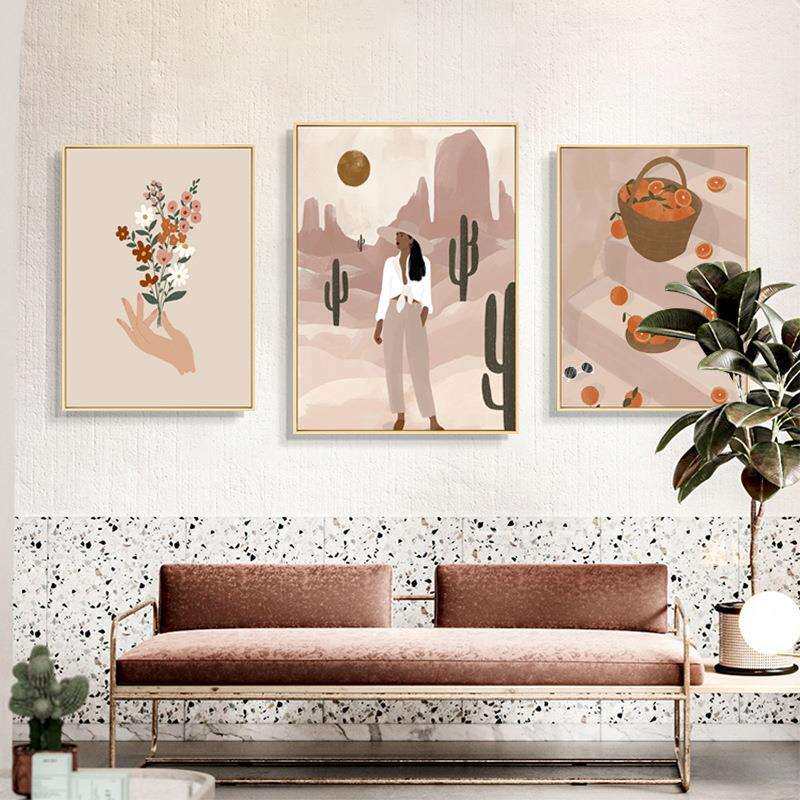 仲夏时光 莫兰迪小众人物装饰画北欧风时尚文艺挂画客厅餐厅壁画